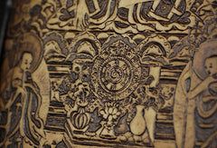 Handmade leather wallet Sakyamuni carved leather custom long wallet for men - EverHandmade