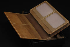 Handmade leather wallet Sakyamuni carved leather custom long wallet for men - EverHandmade