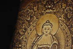 Handmade leather wallet Sakyamuni carved leather custom long wallet for men - EverHandmade