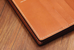 Handmade leather wallet Four-hands-Guanyin carved leather custom long wallet for men
