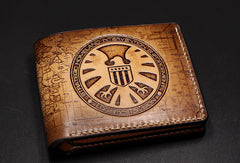 Handmade Agents of S.H.I.E.L.D. billfold wallet carved custom personalized leather for men