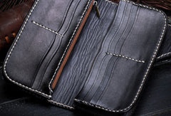 Handmade leather biker chain wallet Chinese monster wallet leather chain men Tooled wallet