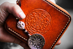 Handmade mens leather biker chain wallet zipper billfold leather chain wallets for men - EverHandmade