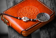 Handmade mens leather biker chain wallet zipper billfold leather chain wallets for men - EverHandmade