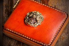 Handmade mens leather biker chain wallet zipper billfold leather chain wallet for men