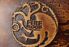 Handmade Game-of-Thrones carved leather custom billfold wallet for men gamers