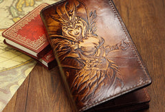 Handmade League of Legends LOL LeBlanc-the-Deceiver carved leather custom long wallet for men gamers