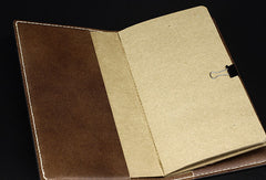 Handmade cross Christ vintage brown leather hand painted dyed notebook/travel book/diary/journal