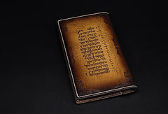 Handmade cross Christ vintage brown leather hand painted dyed notebook/travel book/diary/journal