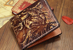 Handmade League of Legends LOL Tryndamere carved leather custom billfold wallet for men gamers