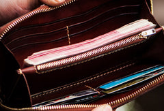 Handmade leather God Geneisha clutch zip long wallet brown leather men Tooled