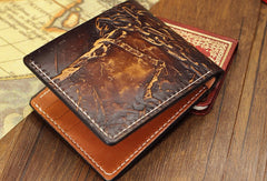 Handmade League of Legends LOL Tryndamere carved leather custom billfold wallet for men gamers