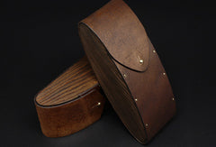 Handmade Vintage leather glasses case  wood glasses box,handmade retro glasses box,eyeglass case - EverHandmade