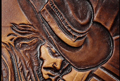 Handmade League of Legends LOL Twisted Fate carved leather custom billfold wallet for men gamers - EverHandmade