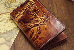 Handmade League of Legends LOL the-Butcher-of-the-Sands_Renekton carved leather custom long wallet for men gamers