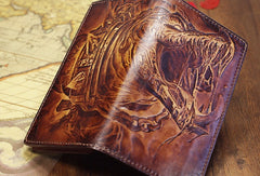 Handmade League of Legends LOL the-Butcher-of-the-Sands_Renekton carved leather custom long wallet for men gamers