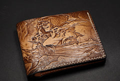Handmade League of Legends LOL The Crimson Reaper Vladimir carved leather custom billfold wallet for men gamers