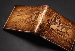 Handmade League of Legends LOL The Crimson Reaper Vladimir carved leather custom billfold wallet for men gamers