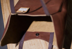 Handmade Leather vintage Large tote bag coffee brown for women leather shoulder bag - EverHandmade