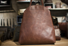 Handmade Leather vintage Large tote bags coffee for women leather shoulder bag - EverHandmade