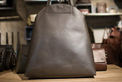 Handmade Leather vintage Large tote bags coffee for women leather shoulder bag - EverHandmade