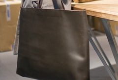 Handmade Leather Big Large tote bag dark green coffee brown for women leather shoulder bag - EverHandmade
