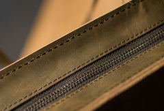 Handmade Leather Big Large tote bag dark green coffee brown for women leather shoulder bag - EverHandmade