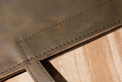 Handmade Leather Big Large tote bag dark green coffee brown for women leather shoulder bag