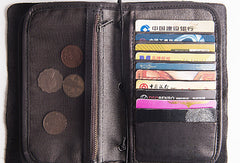 Handmade vintage long wallets leather mens zipper clutch wallet for men - EverHandmade