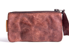 Handmade long wallet leather men phone zip clutch vintage wallet for men