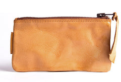 Handmade long wallet leather men phone zip clutch vintage wallet for men