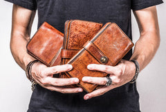 womens brown leather wallet​ Cool Wallets for Men Leather Wallet with Buckle Leather Bifold Wallet Mens Long Wallets for Men