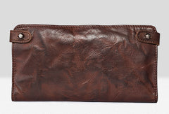 Vintage leather long wallet for men cool mens long wallet with a lot of cards - EverHandmade