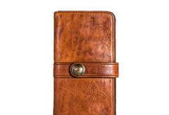 mens brown leather wallets​ Cool Wallets for Men Leather Wallet with Buckle Leather Bifold Wallet Mens Long Wallets for Men