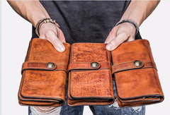 brown leather wallet men​ Cool Wallets for Men Leather Wallet with Buckle Leather Bifold Wallet Mens Long Wallets for Men