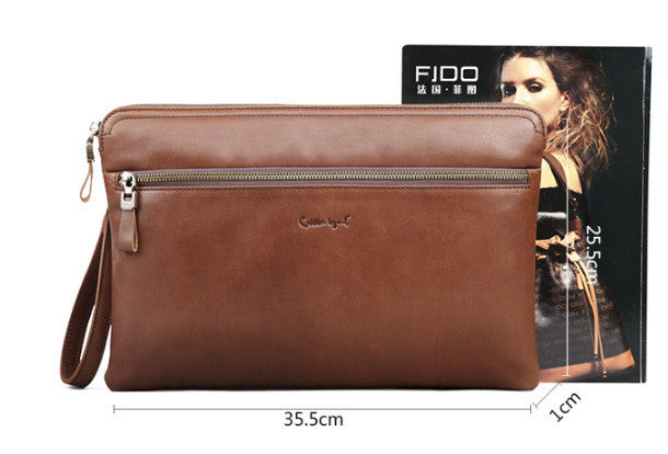 Leather large clutch leather men Wristlet Wallet zipper clutch wallet for men