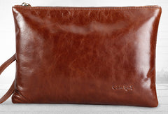 Genuine Leather large clutch leather men phone pad zip clutch vintage wallet for men - EverHandmade