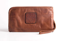 Cool Vintage mens leather long wallet vintage bifold wristlet long wallet for men