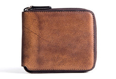 Handmade billfold wallet leather men zip multi cards vintage wallet for men - EverHandmade