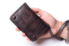 Leather Wristlet Wallet for Men wristlet wallet small​ dark brown wristlet wallet​ leather clutch wallet​ biker chain wallet