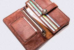 brown leather wallets Cool Wallets for Men Leather Wallet with Buckle Leather Bifold Wallet Mens Long Wallets for Men
