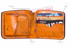 Handmade billfold wallet leather men blue green vintage wallet for men