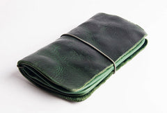Handmade vintage long wallets leather mens zipper clutch wallet for men - EverHandmade