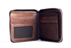 Handmade billfold wallet leather men zip multi cards vintage wallet for men - EverHandmade