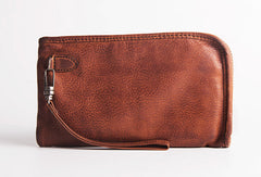 Cool Vintage mens leather long wallet vintage bifold wristlet long wallet for men