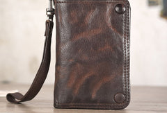 Leather Wristlet Wallet for Men wristlet wallet small​ biker chain wallet dark brown wristlet wallet​ leather clutch wallet​ 