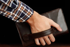 Leather large clutch leather men Wristlet Wallet zipper clutch wallets for men
