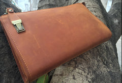 Handmade clutch long wallet leather men phone clutch vintage wallet for men
