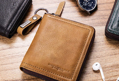 Leather biker billfold trucker wallet leather chain men Black Red long wallet - EverHandmade