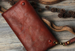 Handmade biker chain wallet long wallet leather men phone clutch vintage wallet for men - EverHandmade